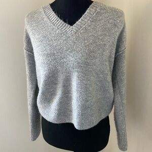 CeCe Soft Gray V-Neck Sweater